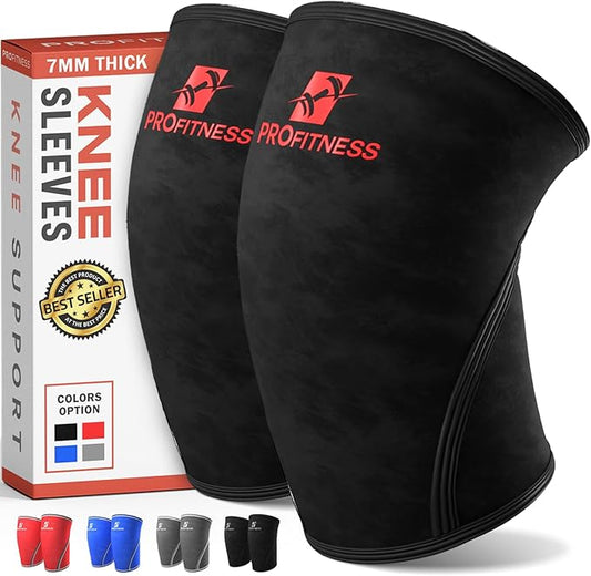 ProFitness Knee Sleeves Weightlifting Men & Women - 7mm Thick Premium Neoprene Weight Lifting Knee Sleeve for Women & Men Ideal for Squats, Powerlifting & Deadlift | Squat Knee Sleeves for Men & Women