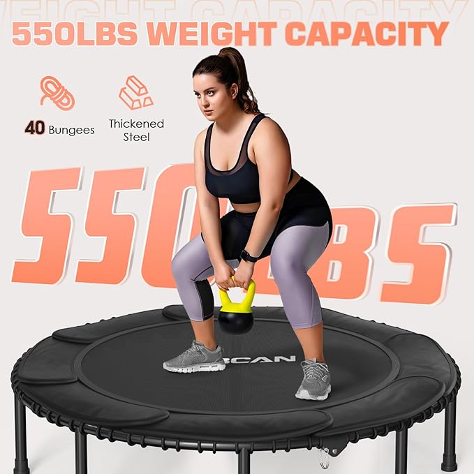 BCAN 450/550 LBS Foldable Mini Trampoline 40"/48" Fitness