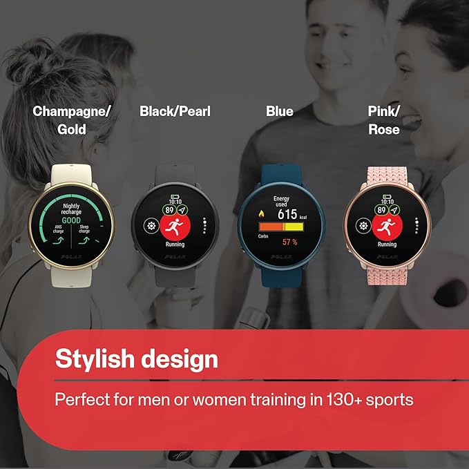 POLAR Ignite 2 Series Water Resistant Smartwatch with GPS, Heart Rate Monitoring, Sleep Analysis and Personalized Fitness Tracking, S-L, for Men or Women, Champagne/Gold