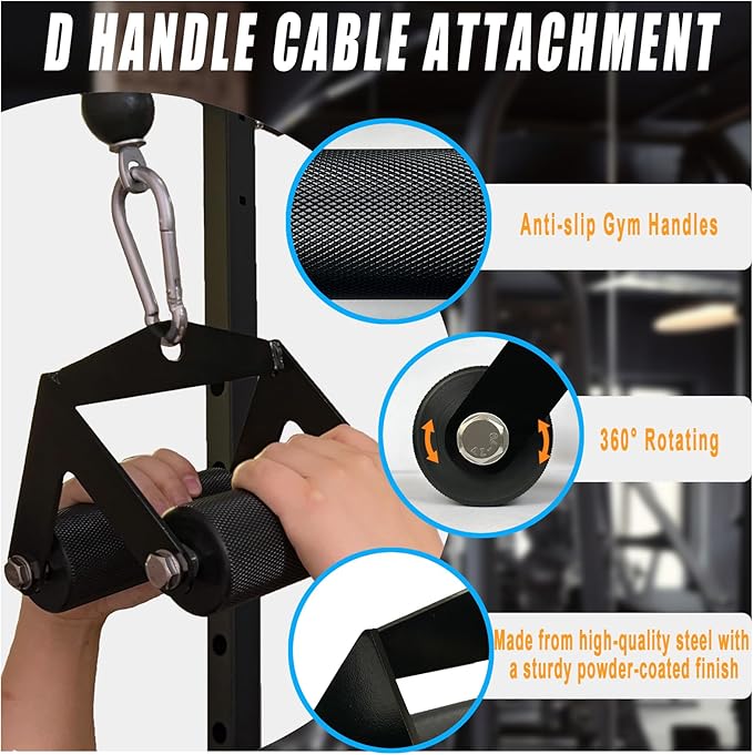 KORIKAHM Arm Wrestling Handles, Fat Armwresting Training Equipment LAT Pulldown Attachments D Handle, V Bar Cable Machine Attachments, Gym Handles for Forearm, Wrist Strength Training Equipment