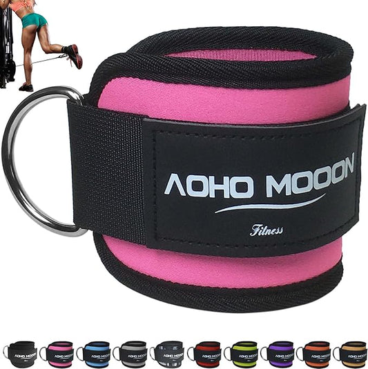 Comfortable Adjustable Padded Ankle Wrist Cuffs Neoprene Padded Straps D-Ring Glute Kickback for Cable Machine, Ideal for Glutes Exercises