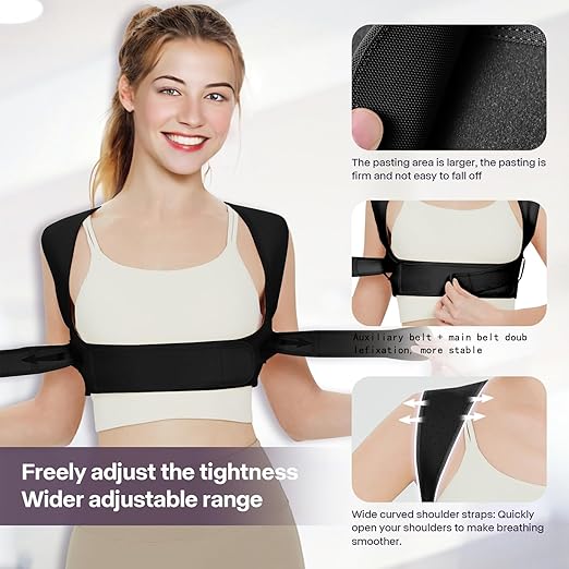 Back Brace Posture Corrector for Women, Upper Back Support Straps Straightener, Hunchback Improve Posture Correct-Shoulder, Upper Back Pain Relief Invisible Under Clothes (Black, L/XL)