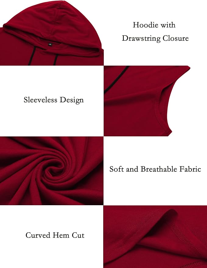 Babioboa Men's Workout Hooded Tank Tops Sleeveless Gym Hoodies Bodybuilding Muscle Shirts