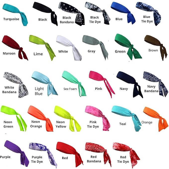 Kenz Laurenz Headbands Tie on Headband for Women Men Running Athletic Hair Head Band Elastic Sports Sweat Basketball Sweatband Stetchy Yoga Workout Sweatbands Adjustable Non-Slip Moisture Wicking