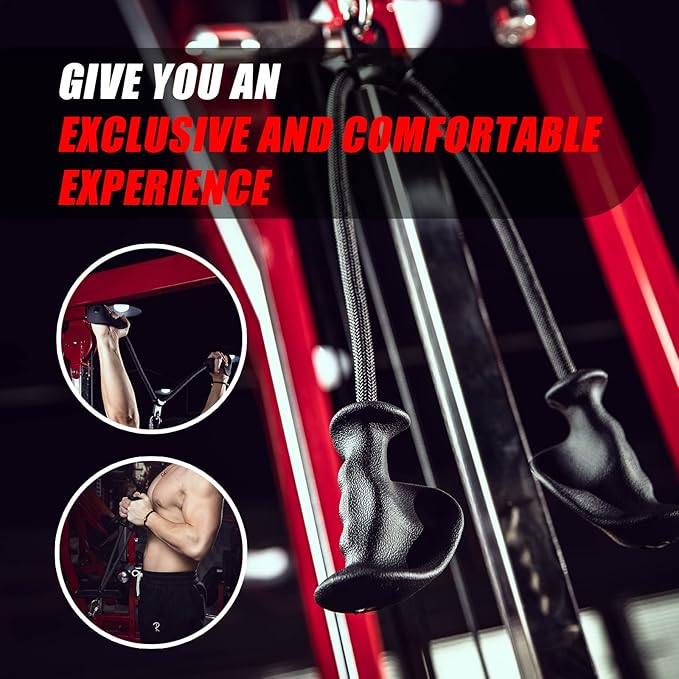 KKH Tricep Pull Down Attachment with Ergonomic Anti-Slip Handles, Tricep Rope Cable Attachment with Enhanced Grip to Relieve Wrist Strain, Versatile Rope Attachment for Cable Machine