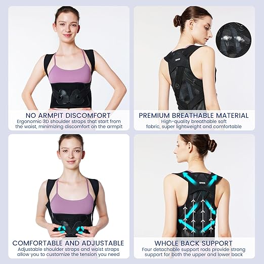 Back Brace Posture Corrector for Women & Men-Knob Adjustable Back Support Straightener-Upper and Lower Back Pain Relief-Scoliosis, Shoulder Posture Corrector- Neck Hump, Hunchback XXL(39"-44")