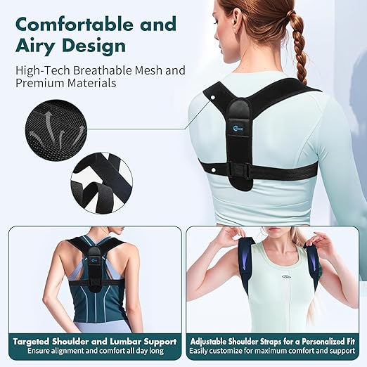 Posture Corrector for Women and Men – Adjustable Back Brace for Posture Support,Comfortable and Breathable Back Straightener for Pain Relief (Medium)