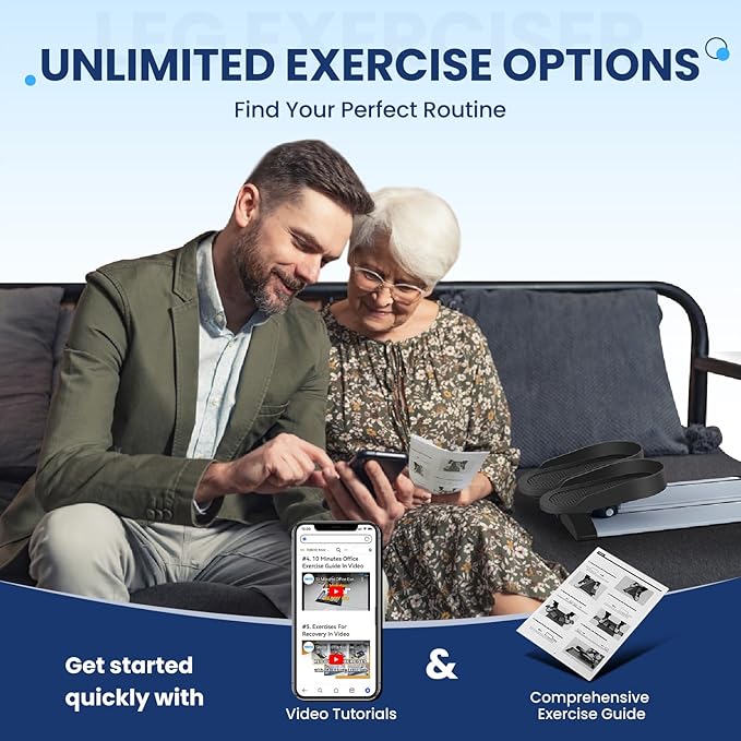 Leg Exerciser While Sitting for Seniors,Knee & Shoulder Exerciser for Home Office with Non-Slip Mat, Adaptable for Under Desk Arm& Leg Pedal Exerciser with Resistance, Low Impact Workout for Rehab