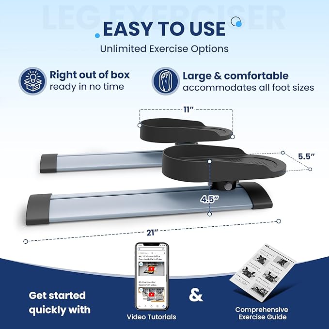 Leg Exerciser While Sitting for Seniors,Knee & Shoulder Exerciser for Home Office with Non-Slip Mat, Adaptable for Under Desk Arm& Leg Pedal Exerciser with Resistance, Low Impact Workout for Rehab