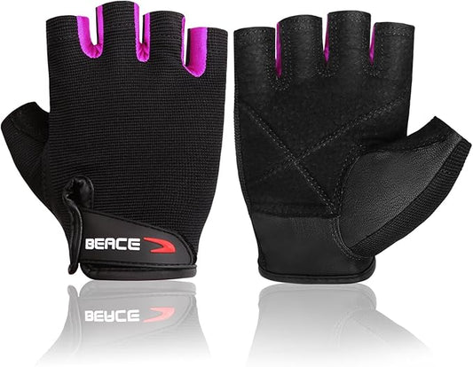 BEACE Weight Lifting Gym Gloves with Anti-Slip Leather Palm for Workout Exercise Training Fitness and Bodybuilding for Men & Women