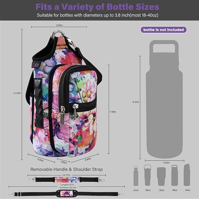 icolor Magnetic Gym Bag Water Bottle Carrier Holder with Phone Pockets & Shoulder Strap,5 Built-in Magnets Gym Bottle Pouch Sleeve,Magnetic Bag Gym Accessories Organizer for Men Women