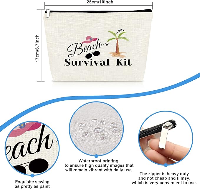 Beach Lover Gift Makeup Bags for Women Beach Travel Cosmetic Bag Beach Vacation Gifts Beach Themed Gifts for Teen Girls Beach Lover Birthday Christmas Graduation Gifts Summer Ocean Gift Toiletry Pouch