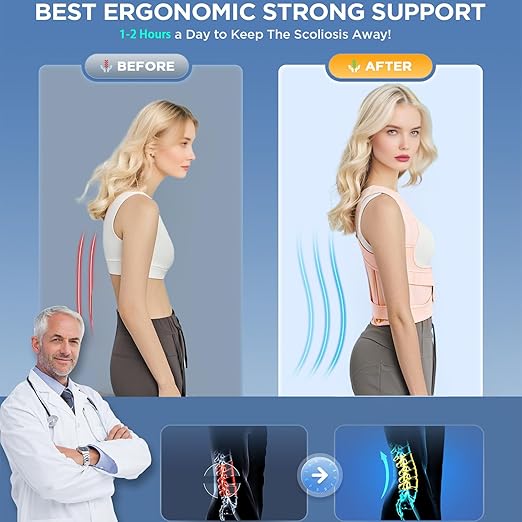 Back Brace Posture Corrector for Women,Adjustable Full Back Brace and Shoulder Straightener,for Back Pain Relief,Hunchback Correction,Scoliosis,Posture Trainer