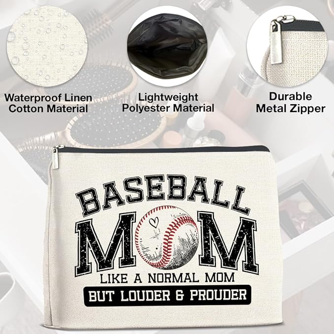 Baseball Mom Gifts for Women Makeup Bag Funny Baseball Mom Cosmetic Bag Zipper Makeup Pouch