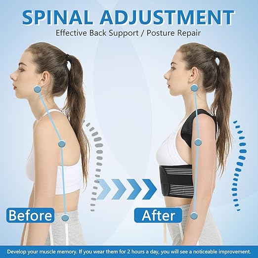 Back Brace Posture Corrector for Women & Men, Shoulder Straightener， Improve Posture Lumbar， Adjustable Full Back Support， Hunchback Correction, Upper and Lower Back Pain Relief, Scoliosis, Spine Corrector(XX-Large)