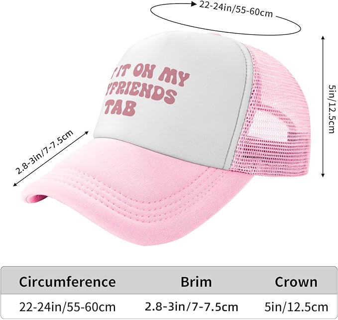 Put It On My Husband's Tab Drinking Trucker Hat - Funny Pink Trucker Hat for Women and Men