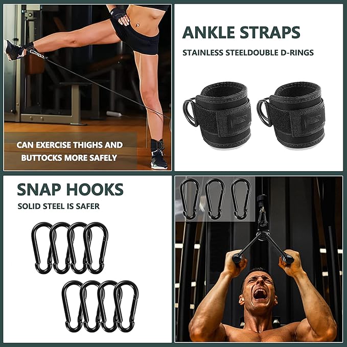 Solid Steel Cable Machine Accessories for Home Gym, Triceps Pull Down Attachment, Cable Attachments for Gym, LAT Pull Down Attachment Weight Fitness