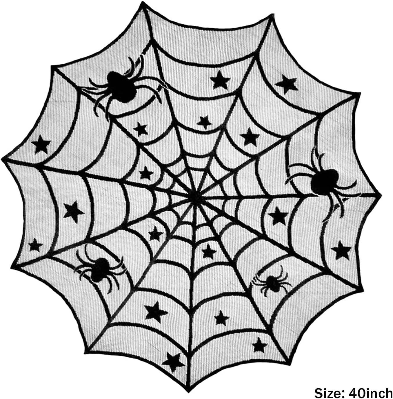 Halloween Tablecloth Round,Black Spider Web Lace Table Cloth, Gothic Kitchen Decor, Fall-Themed Party Decorations, Spider Web Reusable Home Accent, 40 Inches