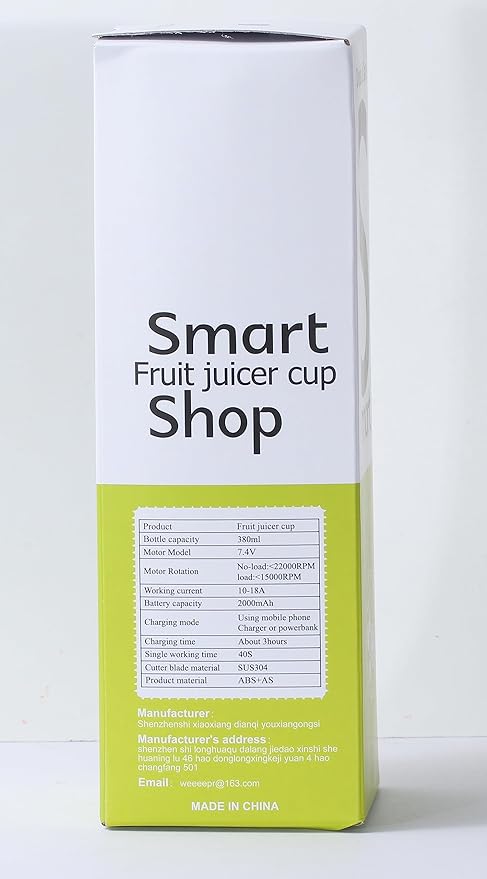 Portable Electric USB Juicer Blender Cup, Mini Blender for Shakes and Smoothies, Juice - 380ml, Six Blades, Green