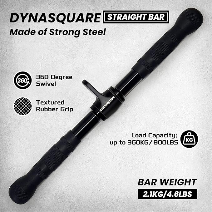 Cable Attachments for Home Gym, Made of Heavy Duty Solid Steel, LAT Pulldown Attachment, Weight Machine Accessories, Straight Pull Down Bar, Tricep Rope, Exercise & Double D Handle