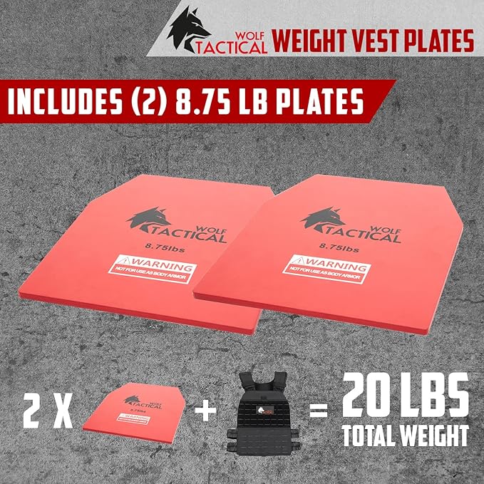 WOLF TACTICAL Weight Vest Plates - 5.75/8.75/14.5/19.75LB Pairs