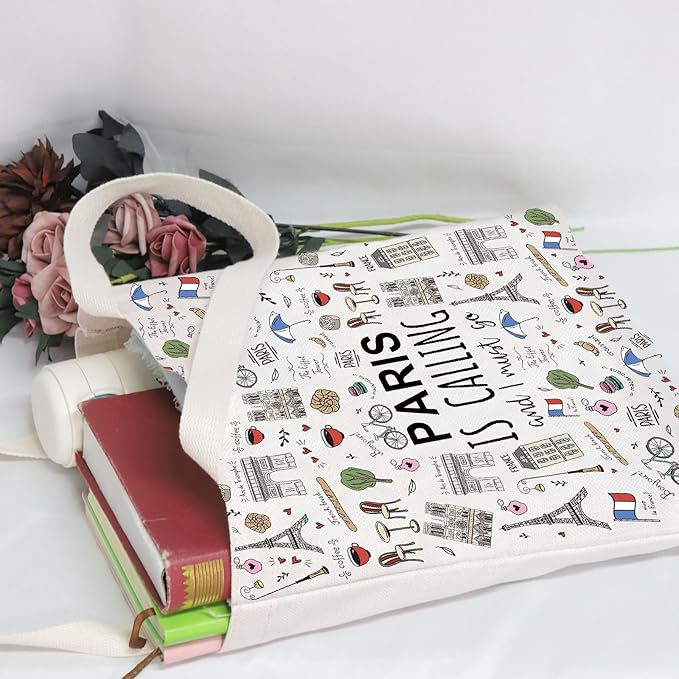 POFULL Paris Themed Gifts Paris Is Calling And I Must Go Tote Bag Paris Lover Gift (Paris Is Calling Tote Bag)