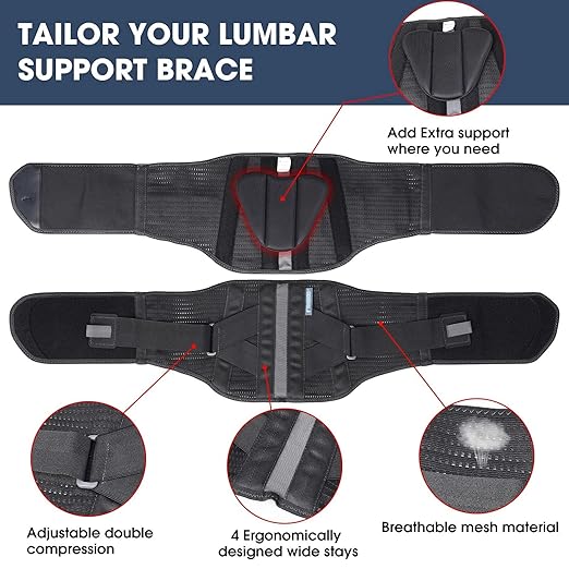 Back Brace Back Support Belt，Flexible Lumbar Support Lower Back Brace for Pain Relief, Back Support Brace for Lifting at Work, Scoliosis Pain Relief Brace XXXL Fits Waist Size 45”-51”