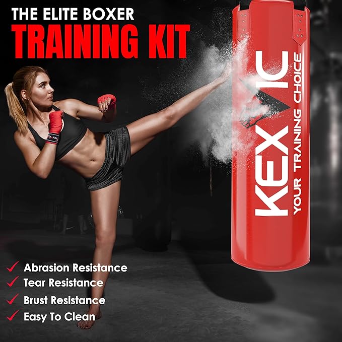 Punching Bag for Adults 4FT- Premium Heavy Duty Boxing Bag Set with 12OZ Boxing Gloves –Unfilled Hanging Kickboxing Bag for MMA, Karate, Judo, Muay Thai and Self Defense Training