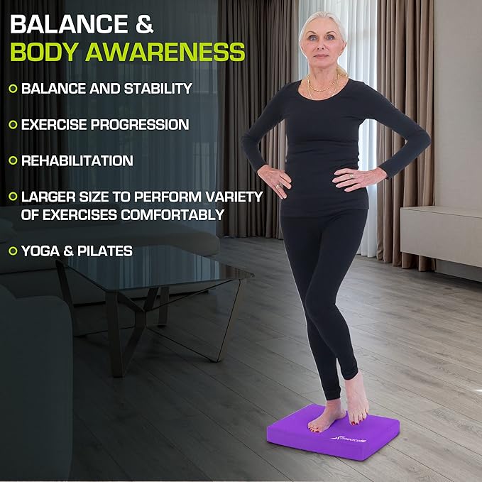 ProsourceFit Exercise Balance Pad – Large Cushioned Non-Slip Foam Mat & Knee Pad for Fitness, Stability Training, Physical Therapy, Yoga 15"x19"