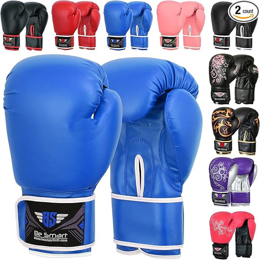 Be Smart Kids Boxing Gloves 4-12 Years 4oz 6oz Training Gloves for Children Sparring Youth Boxing Gloves Junior Training Mitts Punch PU Leather MMA Muay Thai Kick Boxing