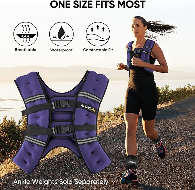 APEXUP Weighted Vest with 5lbs/10lbs/15lbs/20lbs/25lbs/30lbs Weights and Reflective Stripe, Weight Vest Men Women for Workout, Strength Training, Running