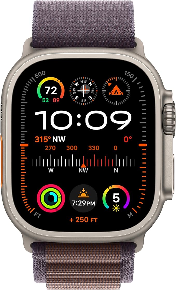 Apple Watch Ultra 2 [GPS + Cellular 49mm] Smartwatch with Rugged Titanium Case & Indigo Alpine Loop Large. Fitness Tracker, Precision GPS, Action Button, Extra-Long Battery Life