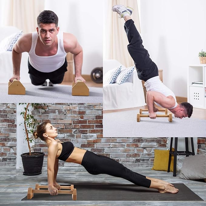 Pushup Stands - Wooden Push Up Bars Gym