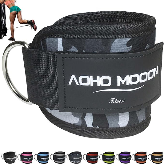 Comfortable Adjustable Padded Ankle Wrist Cuffs Neoprene Padded Straps D-Ring Glute Kickback for Cable Machine, Ideal for Glutes Exercises