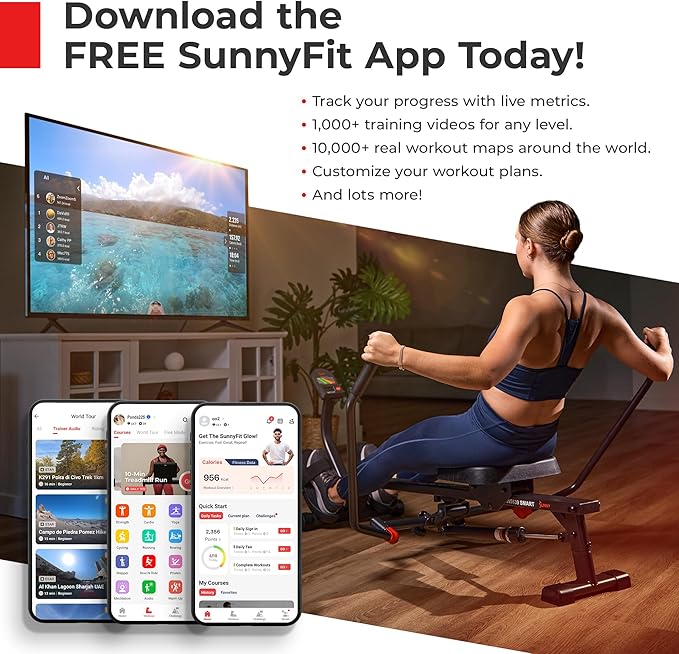 Sunny Health & Fitness Smart Mini Pedal Exerciser, Under Desk Bike/Elliptical for Home Workout & Cycle Cardio Training, Free SunnyFit App Link, Optional in Color, Mat/Workout Bands or Steel Stabilizer