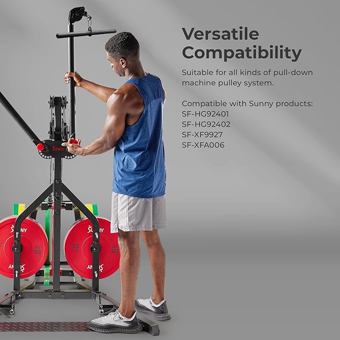 Sunny Health & Fitness Power Cage Squat Rack Upgrade Attachments, Dip Bar, Plate Bar Holder, Belt Squat, J Hook, Lat, Adapter, U Ring, Pull Up Bar, Landmine, Captain's Chair, Tricep Rope For Home Gym