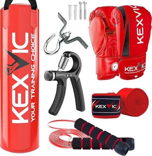 Punching Bag for Adults 4FT- Premium Heavy Duty Boxing Bag Set with 12OZ Boxing Gloves –Unfilled Hanging Kickboxing Bag for MMA, Karate, Judo, Muay Thai and Self Defense Training