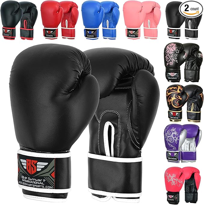 Be Smart Kids Boxing Gloves 4-12 Years 4oz 6oz Training Gloves for Children Sparring Youth Boxing Gloves Junior Training Mitts Punch PU Leather MMA Muay Thai Kick Boxing