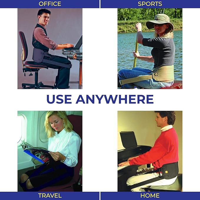 Back-Up with CushShins Back Support and Posture Corrector Turns to Convertible Pouch Bag (Navy)