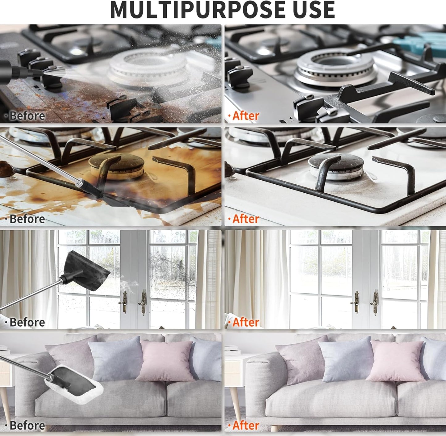 Handheld Steam Cleaner, 2500W High Pressure Steam Cleaner, 15s Fast Heating Portable Steamer for Cleaning with 17 pcs Accessories for Dirt, Grease, Grout, Tile,Floor, and Car (White)