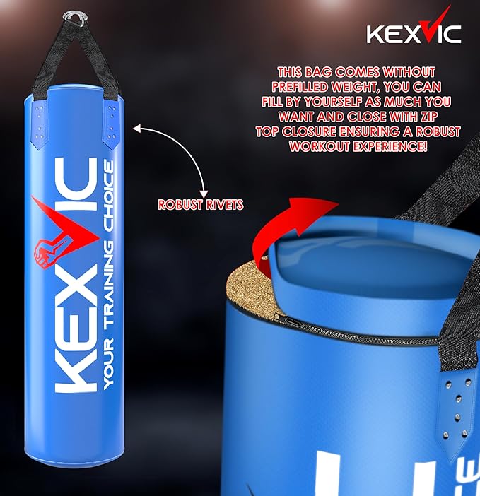 Punching Bag for Adults 4FT- Premium Heavy Duty Boxing Bag Set with 12OZ Boxing Gloves –Unfilled Hanging Kickboxing Bag for MMA, Karate, Judo, Muay Thai and Self Defense Training