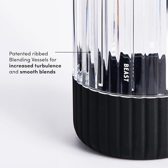 Beast Mighty 850 Plus | Premium Compact Personal Blender | Smoothies, Shakes, Dressings, Sauces | Blends Ice and Frozen Fruit | New XL Vessel | Extra Vessels, Lids and Straws | 850W (Carbon Black)