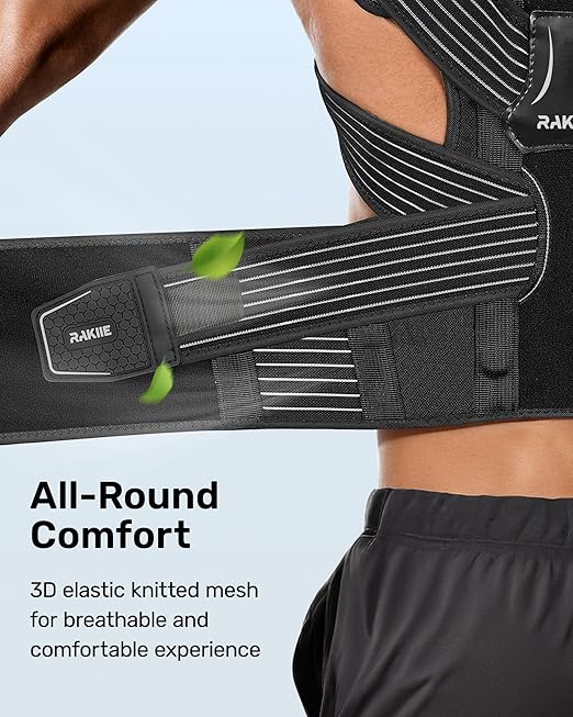 Posture Corrector for Women and Men, Upgraded Back Brace with Enhanced Support, Shoulder Straightener with Cushioned Shoulder Pads & Underarm Strap, Gray Size M (Upper Waist: 35.4"-41.3")