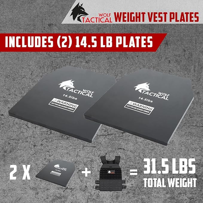 WOLF TACTICAL Weight Vest Plates - 5.75/8.75/14.5/19.75LB Pairs