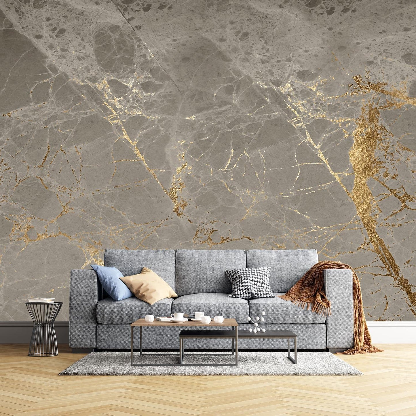 -Gold Abstract Marble Texture Bedroom Wallpaper XT15 S 100" x 65"