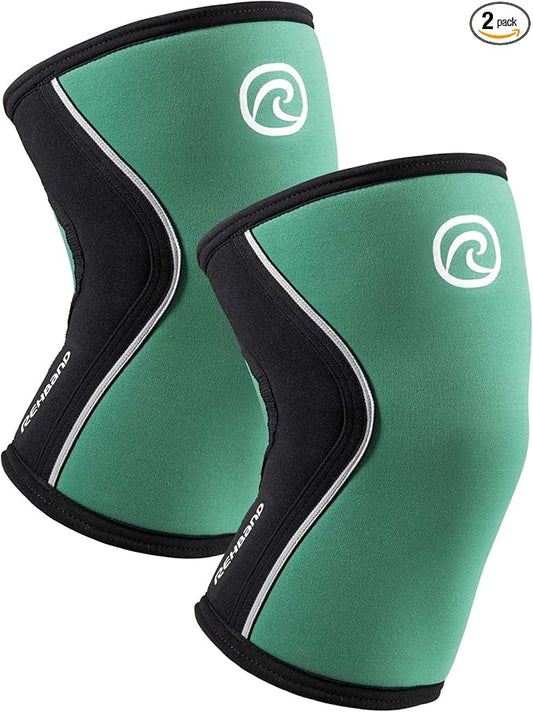 Rehband 5mm Knee Sleeves for Functional Training, Cross-Training & Powerlifting, Weightlifting Knee Support made of Neoprene, Unisex, Colour:Emerald Green - 1 Pair, Size:Small