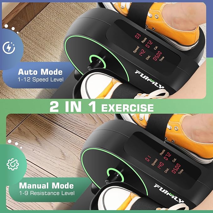 FUNMILY Under Desk Elliptical, Ellipse Leg Exerciser While Sitting for Seniors with Display Monitor, Portable Seated Pedal Exerciser with Remote Control for Home Office Use Fully Assembled