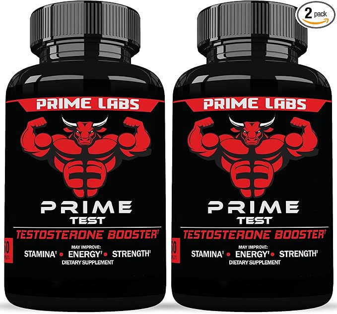Prime Labs Men's Testosterone Booster (2-Pack) - Stamina, Endurance, & Strength - 120 Caplets
