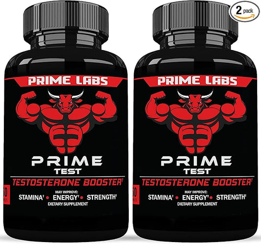Prime Labs Men's Testosterone Booster (2-Pack) - Stamina, Endurance, & Strength - 120 Caplets