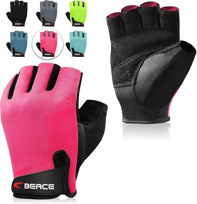 BEACE Weight Lifting Gym Gloves with Anti-Slip Leather Palm for Workout Exercise Training Fitness and Bodybuilding for Men & Women